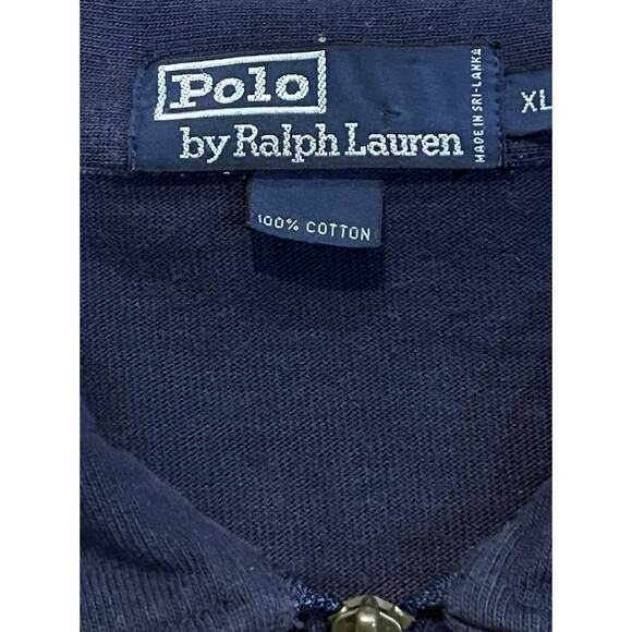 Y2K Vintage Polo RL Rugby Shirt XL Lion & Unicorn Crest Blue Yellow Stripe Zip - Picture 4 of 10